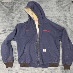 Tyndale FR Work Jacket Mens Large Navy ExxonMobil Flame Resistant Hooded HRC 4